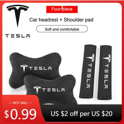 Car Sticker 2/4PCS Car Seat Belt Protect Shoulder Pads Cervical Spine Headrest Neck Pillows For Tesla Model 3 Model S Y Ro