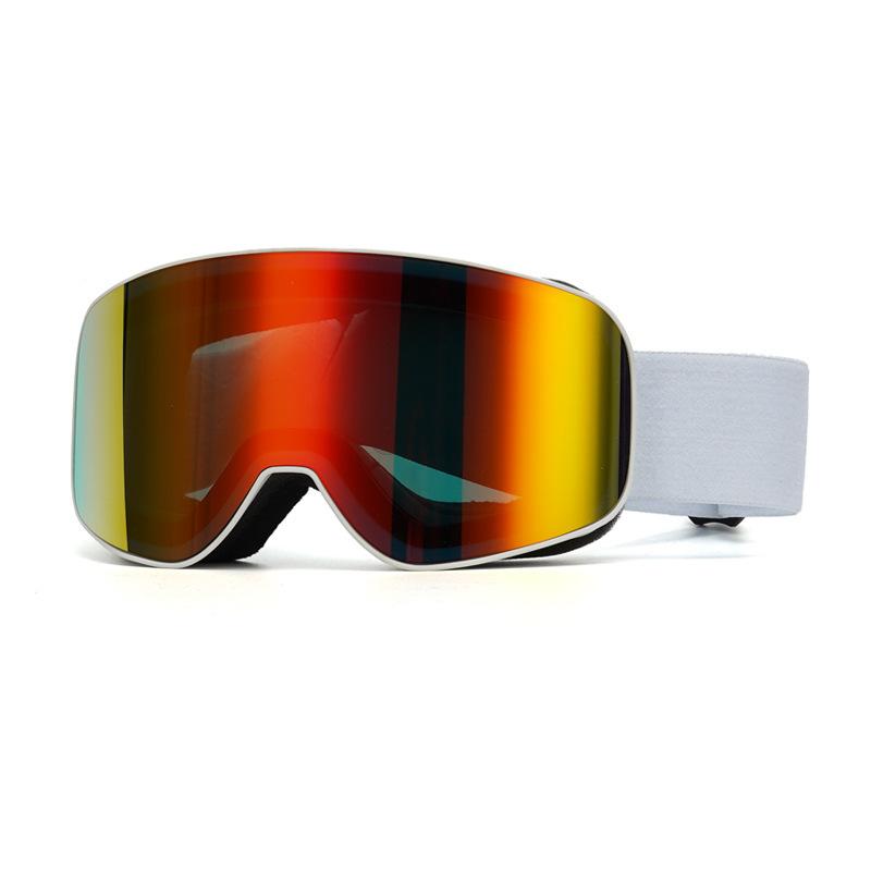 

Large spherical double-layer anti-fog ski goggles, sports sunglasses, large frame outdoor mountaineering adult goggles, suitable for myopia White frame with red colo
