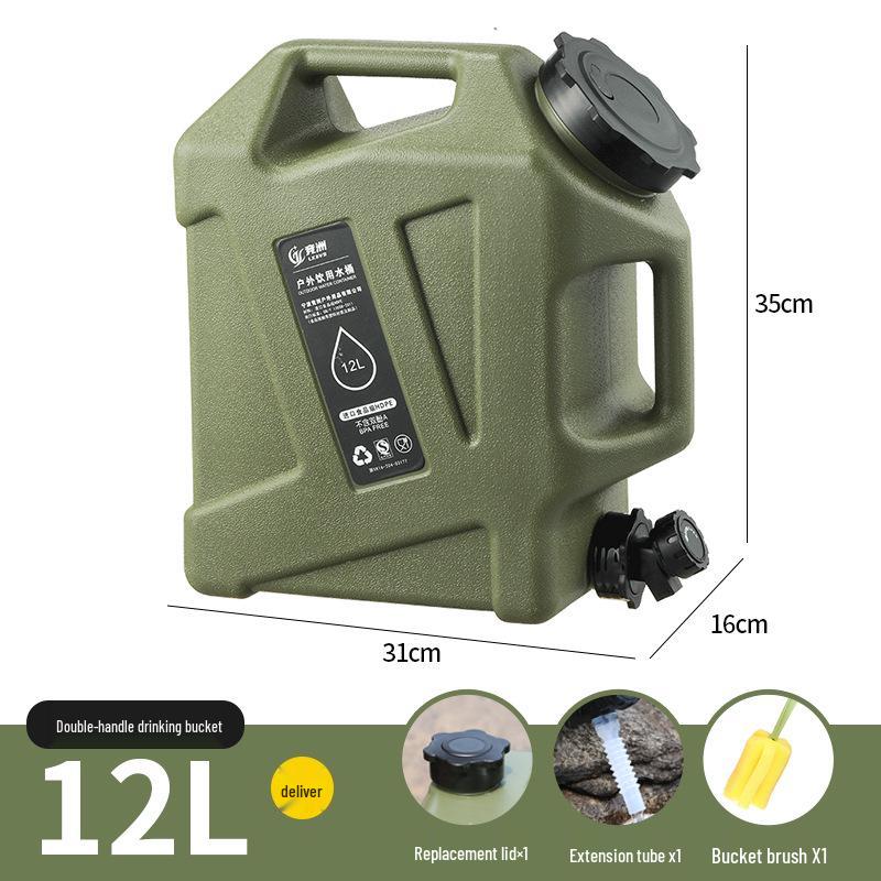 

12L PE Square Outdoor Water Storage Bucket with Faucet for Camping & Household Use