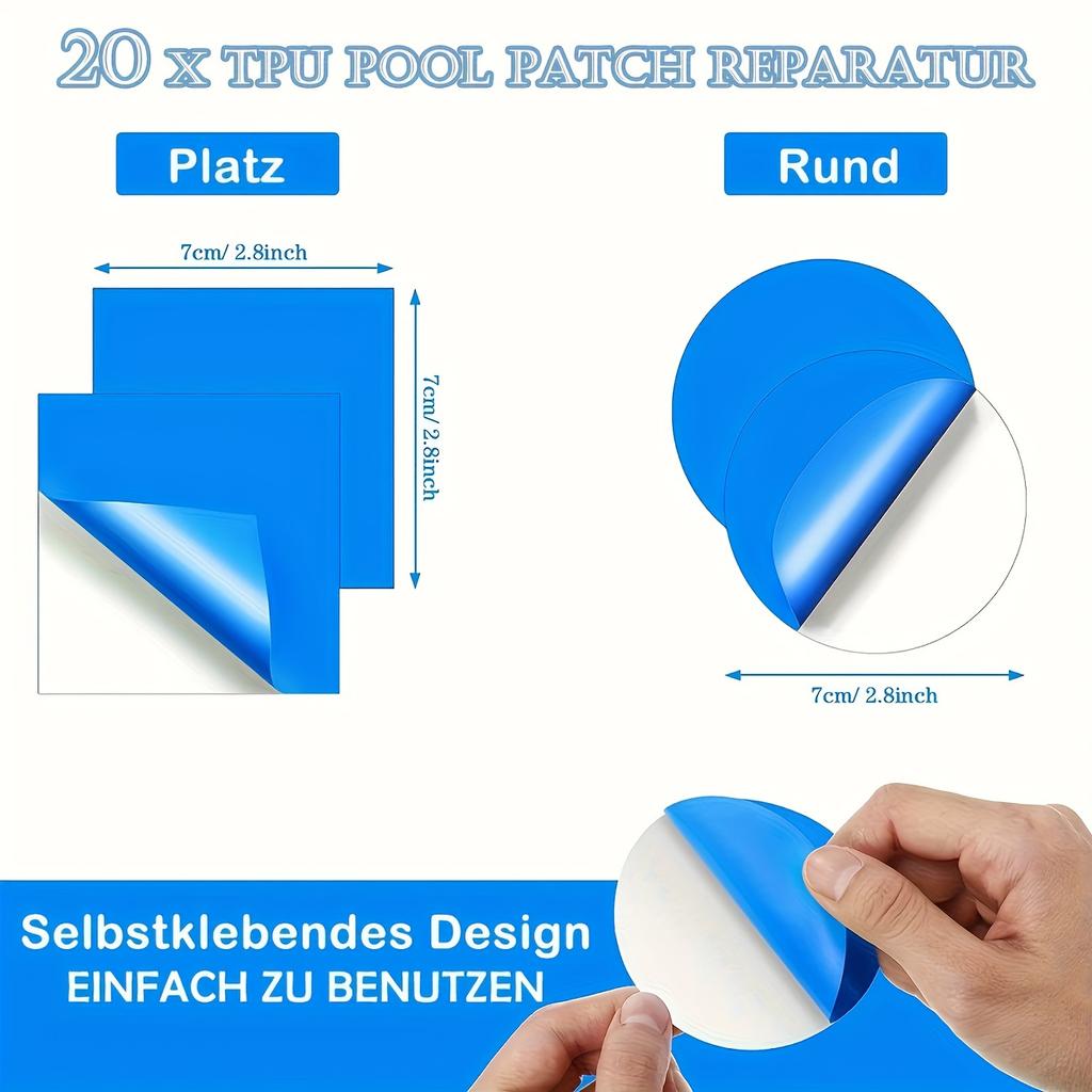 10/20 Pezzi Toppa Autoadesiva Sottomarina per Piscina, Kit di Riparazione per Piscina in PVC, Toppa di Riparazione Sottomarina per Piscina