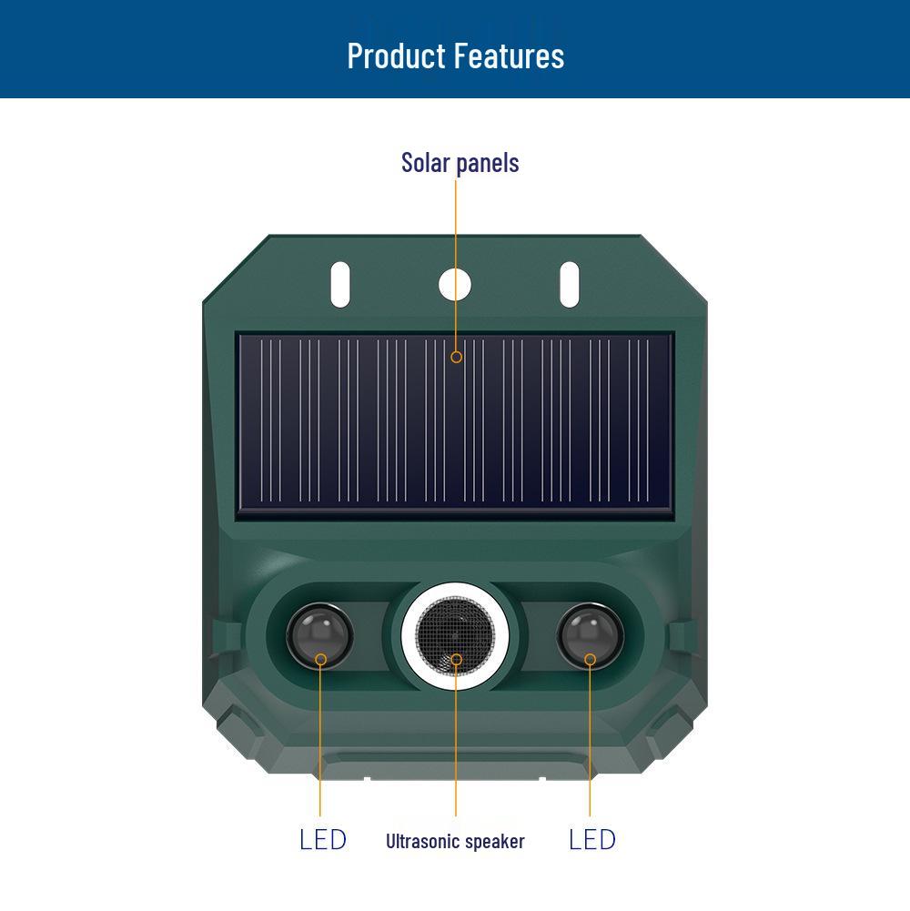 Solar Ultrasonic Animal Repeller: Outdoor Mouse, Bird & Cat Deterrent with Flashing Light