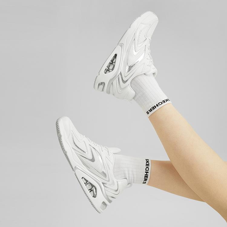Skechers Scarpe Sportive Tres-Air Uno Aurora Butterfly Tendenza Sportiva Ammortizzazione Resistenti all'Usura Basse Casual Donna Sneakers Argento 177425-WSL