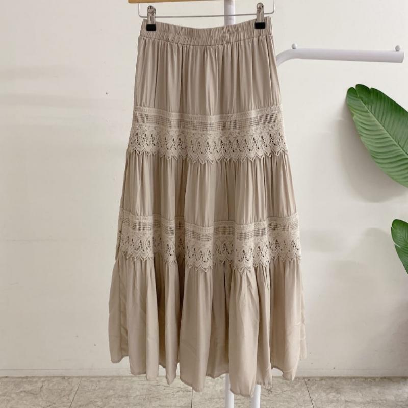 Honey J Sandy Embroidery Lace Banding Long Skirt 3 Colors