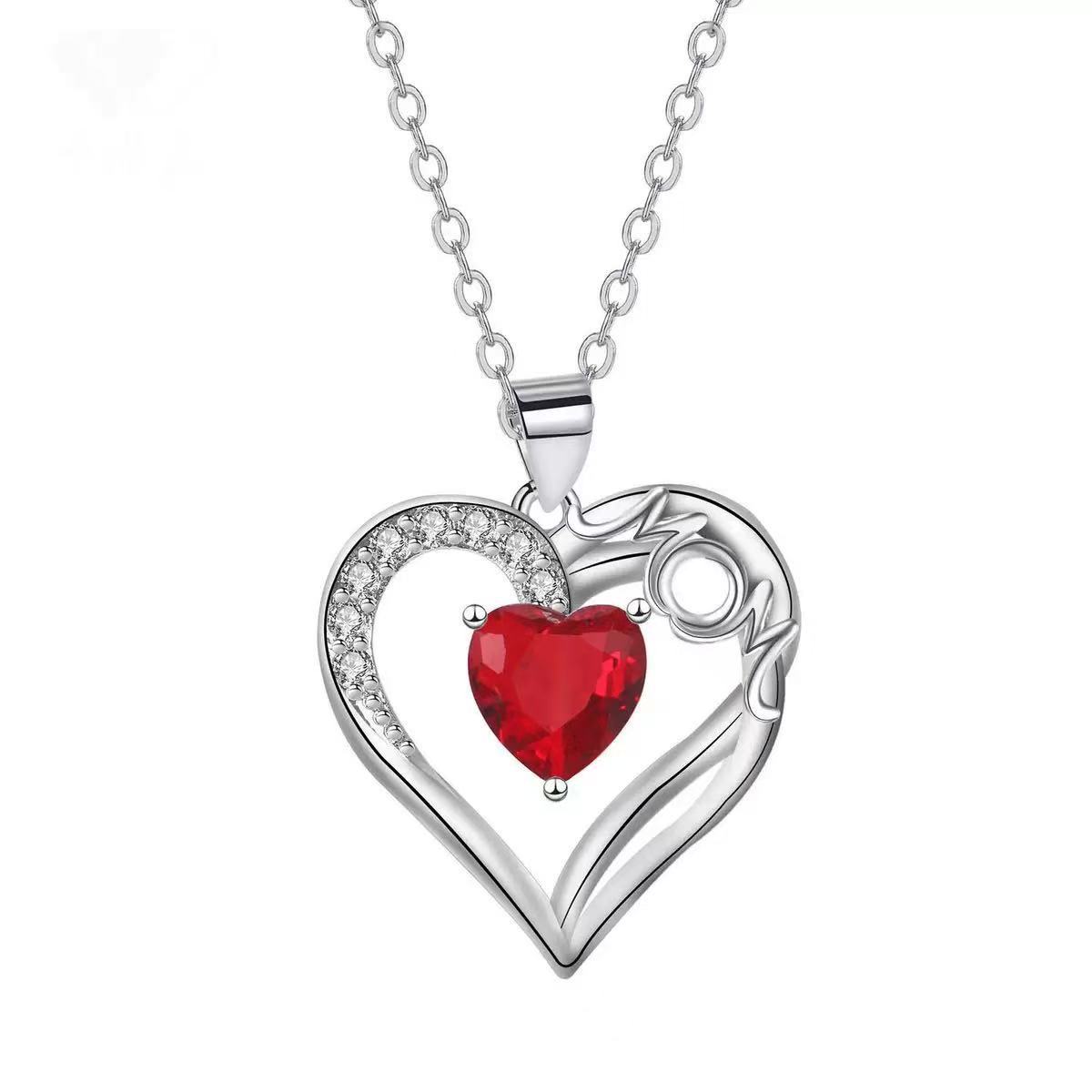 

Mom Heart Diamond Pendant Necklace Mother s Day Gift Fashion
