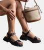 Women's Black Sandals On a Massive Sole Eco Leather 29293 Size 38