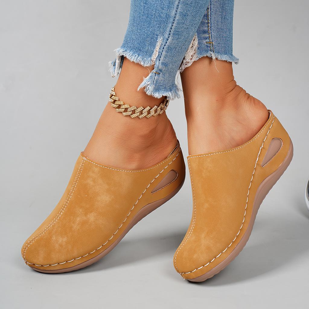 *Fashiable Hot Selling Sexy Elegant Wedge Heel Slippers Summer New Round Headed Comfortable Work Leisure Slippers for Women