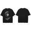 Hip Hop Faded Black TShirt Streetwear Masked Sculpture Graphic T Shirt Funny Statue Printed Men Tshirt Cotton Tops Tees