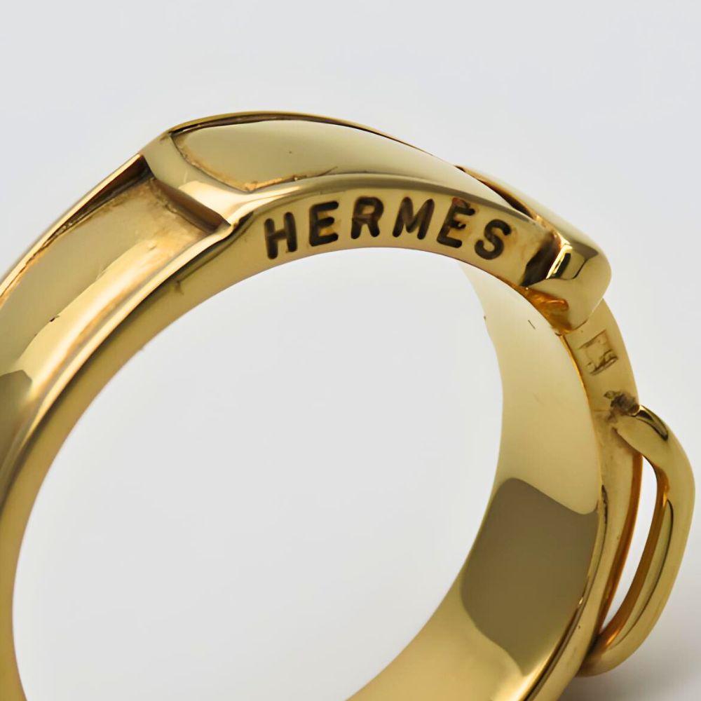 Used HERMES Scarf Ring Saintur Belt Metal 6.1g Gold Gold Plated