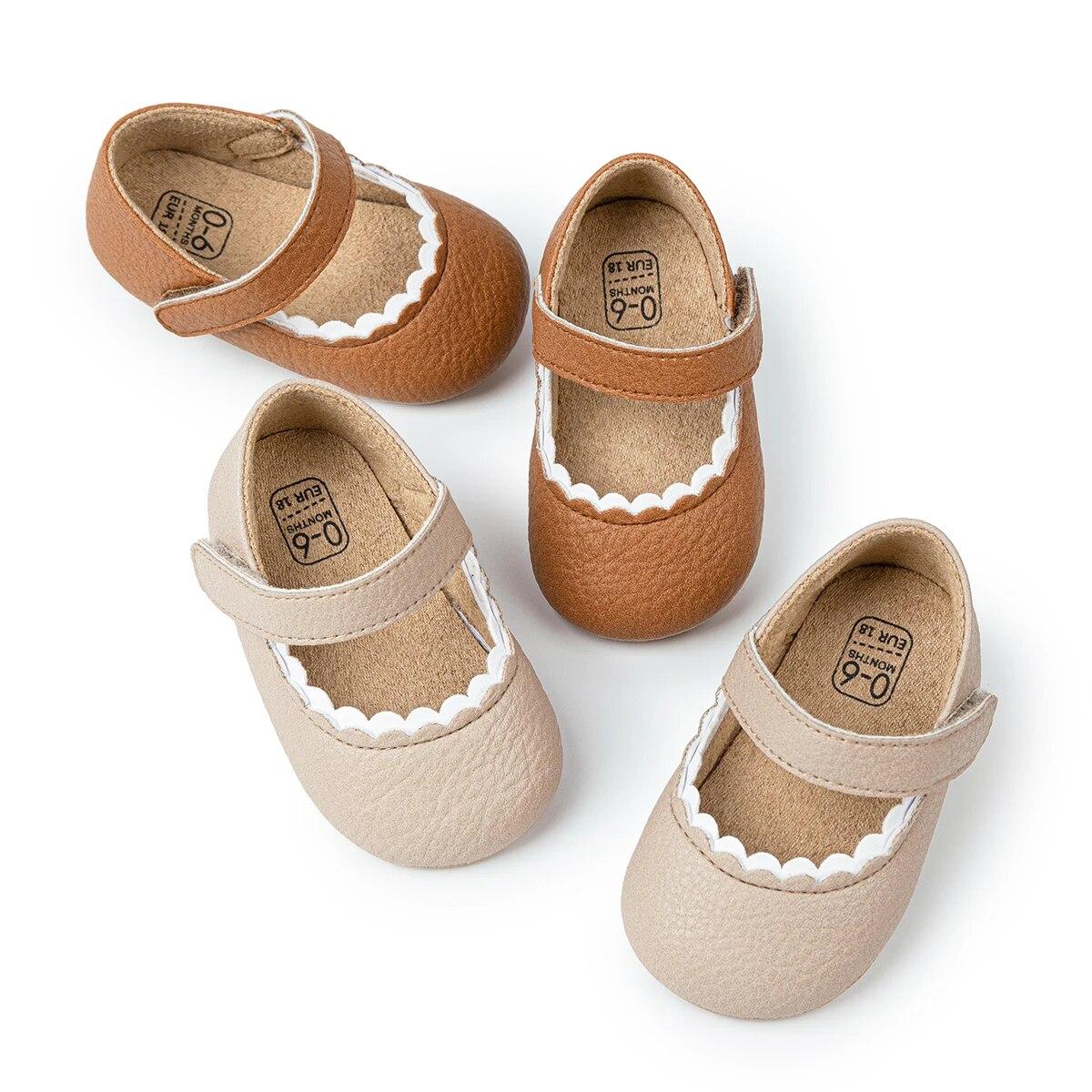Children Clothing Yulin-001 Girls Meckior Baby Boys Shoes Infant Leather Rubber Sole Anti-Slip Toddler First Walkers Crib Shoes Newborn Princess Cm