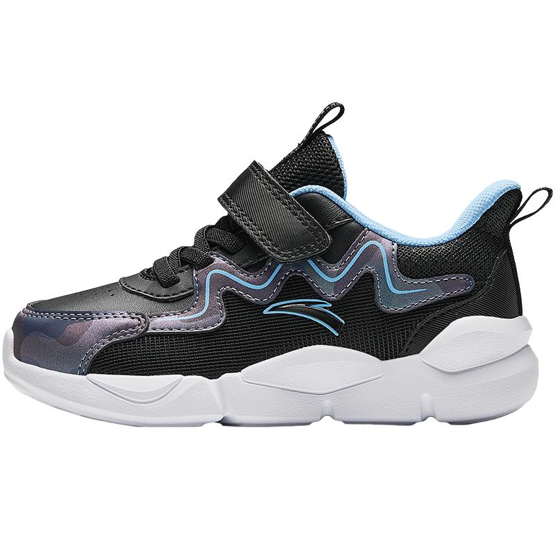 Anta Kids Synthetic Leather Fashion Versatile Non-Slip Low-Top Running Shoes Kids Sneakers Black Blue A12449970N-3