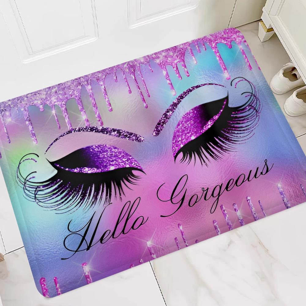 Rose Golden Glitter Eyelash Hallway Carpet Washable NonSlip Living Room Sofa Chairs Area Mat Kitchen Doormat Area Rug