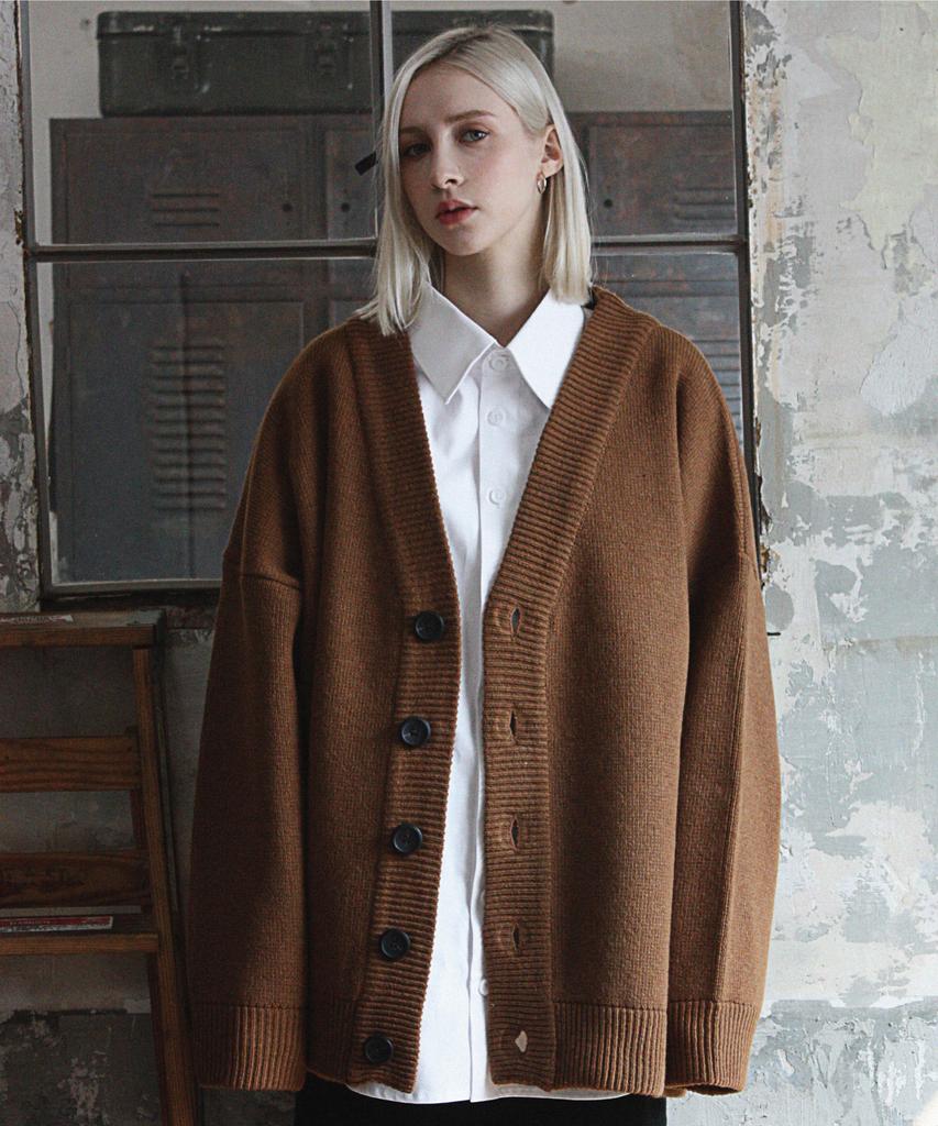 Cpgn Studio Heavy Overfit Lambswool Cardigan Camel