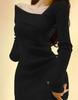 Korean Style Mini Knitted One-piece Dress Women Long Sleeve Tunic Cabaret Dresses Khaki Winter Spring Clothes