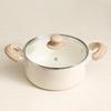 Pearl Metal 20cm Deep Casserole Dish with Ceramic Coating, IH and Gas Stove Compatible, Glass Lid Included, PFOA-Free, PTFE-Free, Metal Spatula Safe,