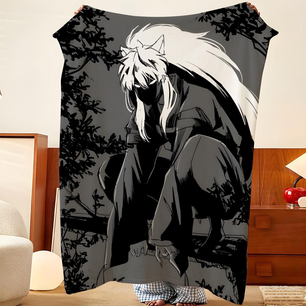 Couverture jetée en flanelle I-Inuyasha, Légère et douillette, Durable, Lavable, Mignonne, Cool