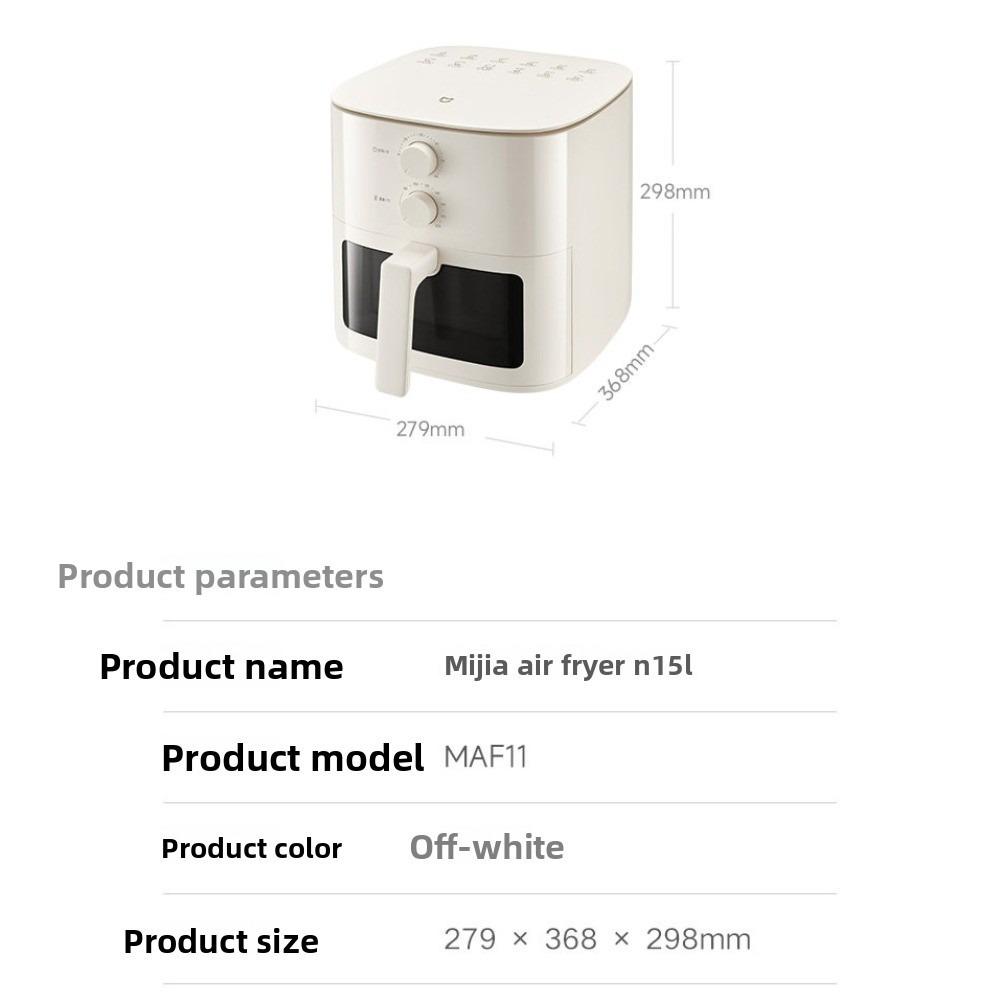 Mijia Air Fryer 5L, No Turn Over Cooking, 6.2" Clear View Window, High Temp Resistant Metal Liner, Multi-Function Air Fryer for Home