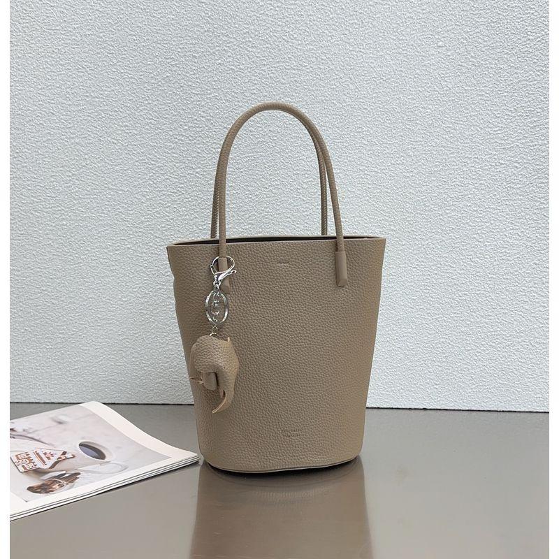 

Accessible Luxury Genuine Leather Solid Color Fashion One-Shoulder Bucket Bag Windbreaker Gray
