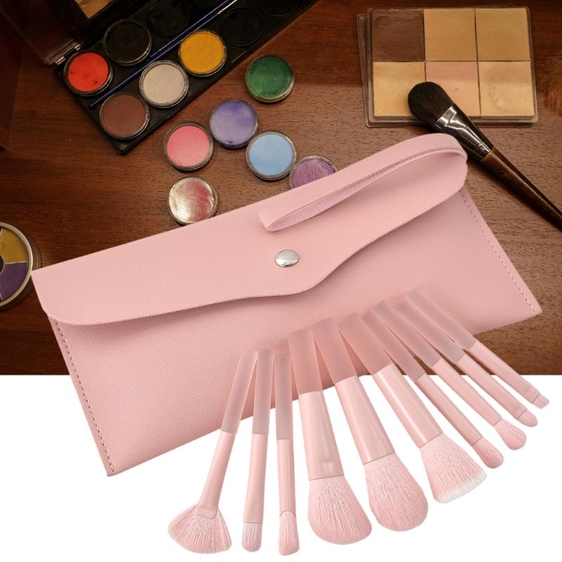 10 Pcs Travel Brush Set Makeup Brush Set with Storage Bag Cosmetic Brush Set Make Up Supplies  for Eyeshadow Eyelashes