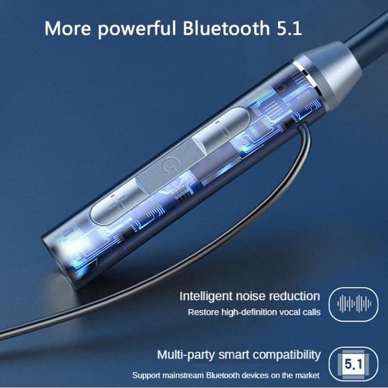 Bt63 Wireless Hanging Neck Band Earphones Large Battery Bluetooth 5.1 Headset