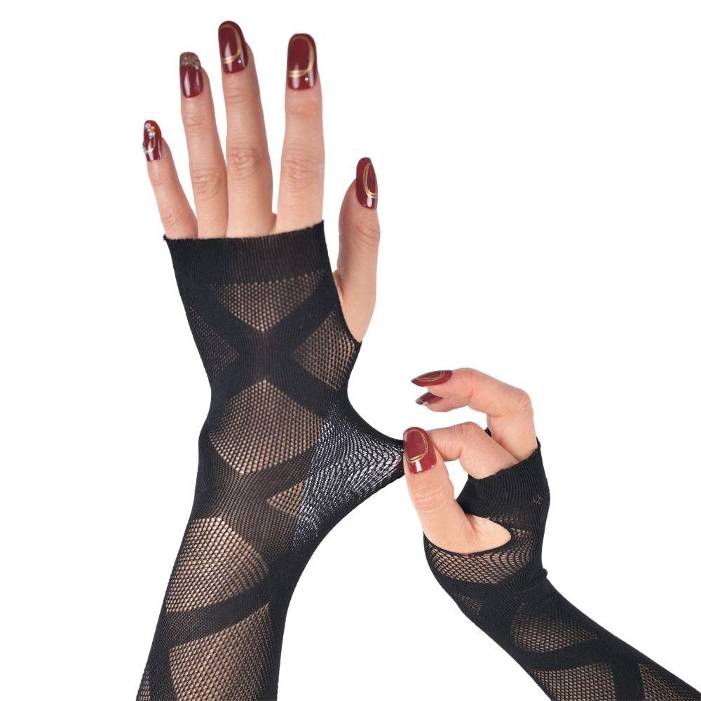 Star Fishnet Long Mesh Gloves Performance Dance Fingeless Gloves Halloween Costume