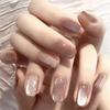 24Pcs Pink Silver Glitter Diamond Fake Nails Long Ballerina Press On Nails Reusable False Nail Tips Set
