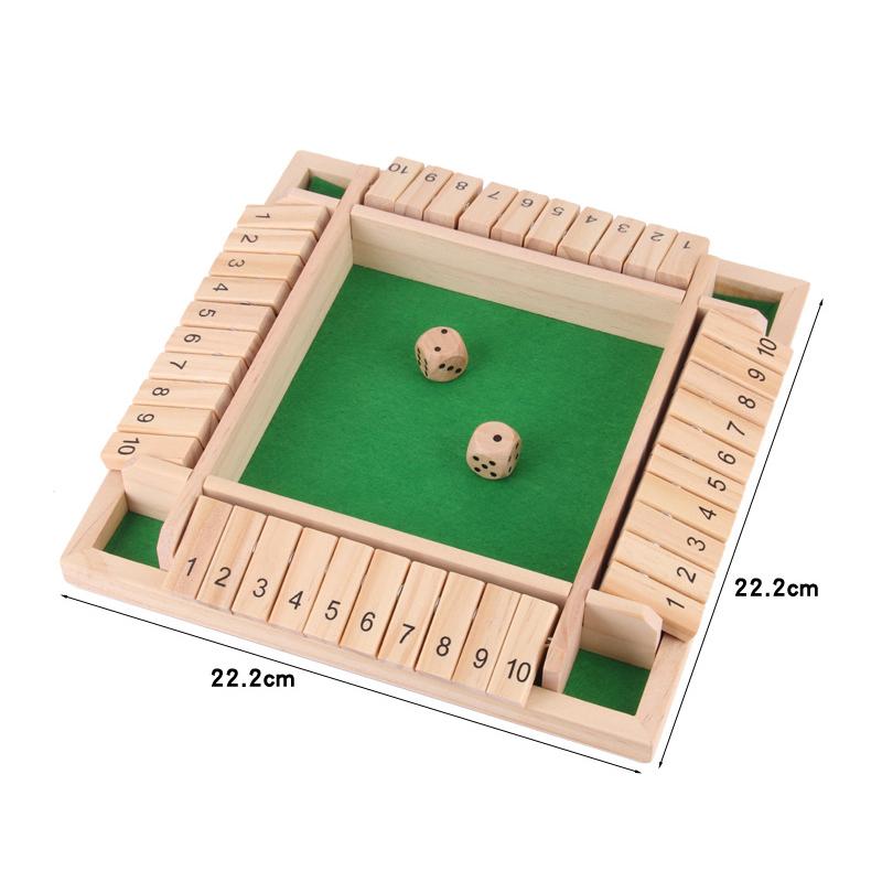 

Shut The Box Dice Plate Activity Wooden Flaps and Dices Activity 4 Players Pub Bar Celebration Supplies Family Entertainment Designed For Children and
