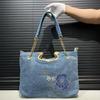 Ladies Elegant Washed Denim Shoulder Bag Large Capacity Temperament Shiny Celebrity Oblique Span Bag