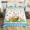 Easter Rabbit Tail Comforter Cover Pastel Pink Tulip Flowers Duvet Cover Twin Easter Eggs Kawaii Animal Bedding Set Easter Decor