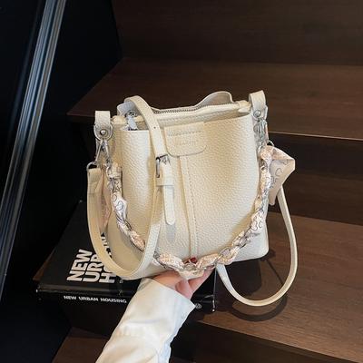Silk Scarf Handbag Women's Summer New Fashion Shoulder Bag High-end Texture Niche Messenger Bucket Bag