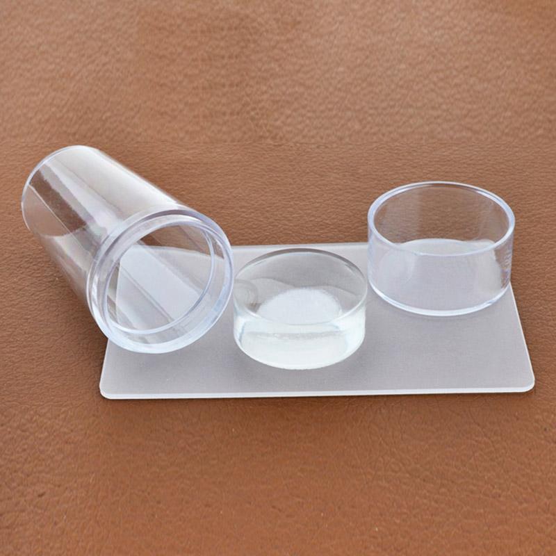 Pure Clear Jelly Silicone Nail Art Stamper Scraper with Cap Transparent Nail Stamp Stamping Tool