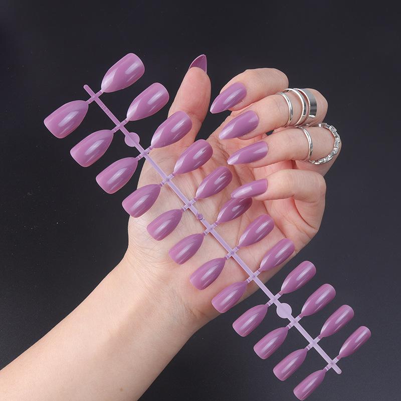 24 teile/satz DIY Schnelle Nägel Glänzende Wasser Tropfen Nägel Einfarbig Falsche Nägel Mehrfarbige Streifen Fertig Tragen Nagel Kunst