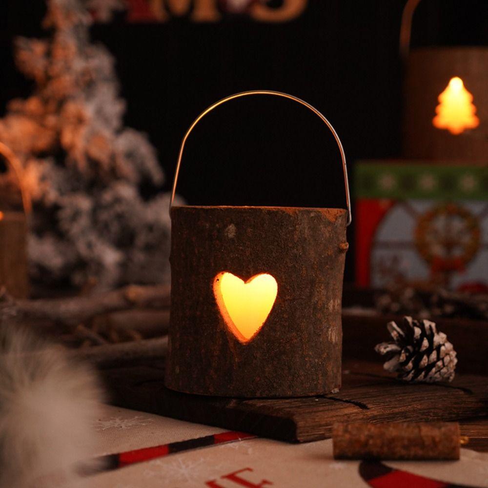 Decorative Candle Holder Rustic Craft Candelabra Tabletop Ornament Wood Candlestick Atmosphere