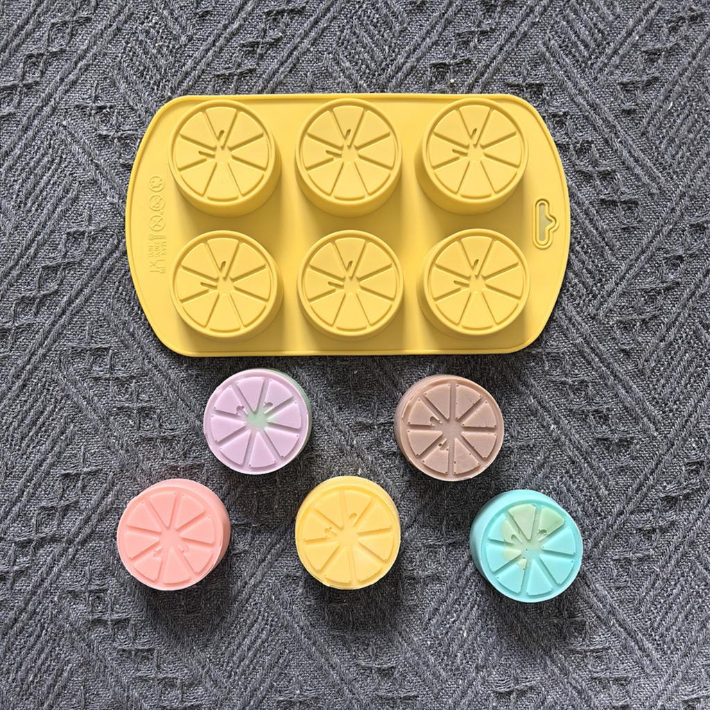 6 Cavity Lemon Slice Silicone Baking Mold Non Stick Flexible Citrus Shape Cake Mold for Oven Microwave Dishwasher Safe