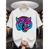 European Size 1pc Summer Fashion Tiger Print T-Shirt for Men,Casual Crew Neck Short Sleeve Tee, Knit Fabric with Slight Stretch, Regular Fit Adult Top