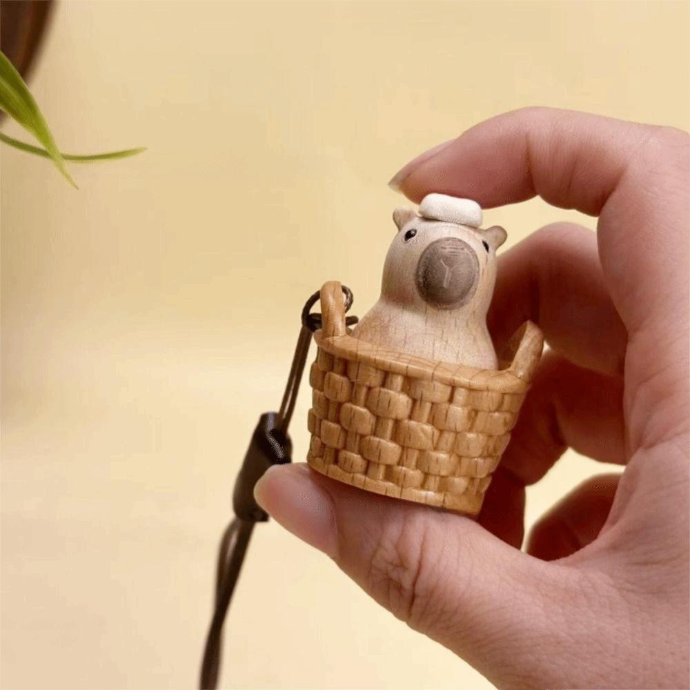 Natural Wood Carved Worry Stone Mini Handheld Handheld Ornament Wooden Keychain Study Use