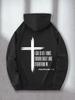 A Featuring a Front Cross Pattern Themed Around Religious Beliefs Designed with A250g Heavyweight Pullover with Pocket Adjustable