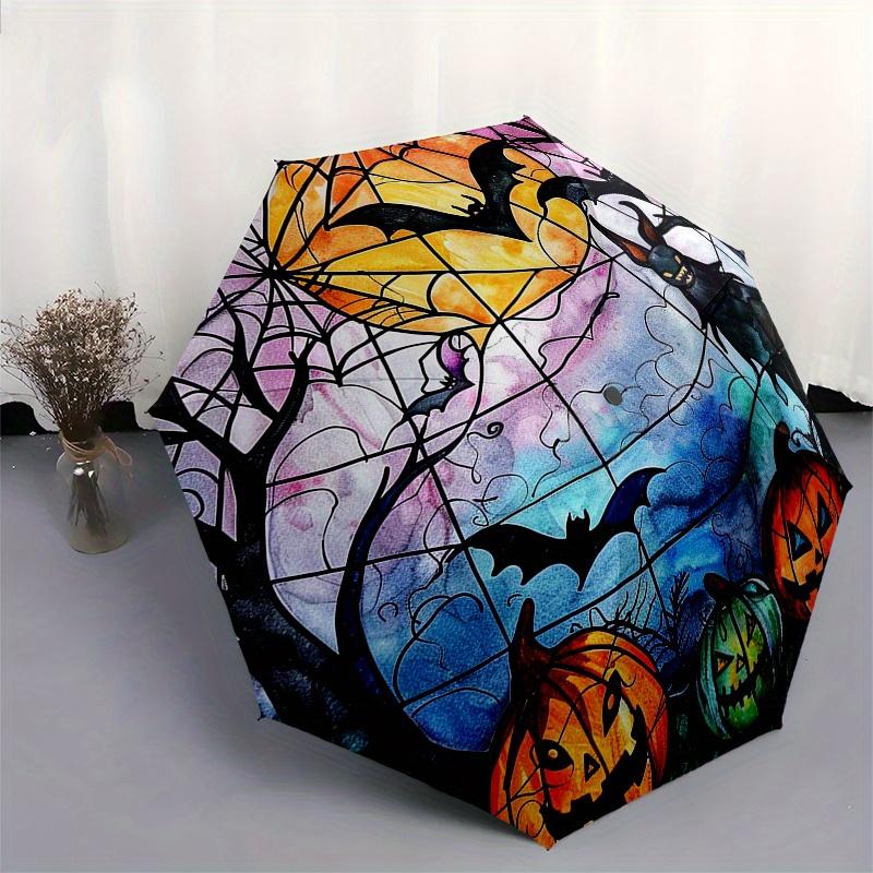 Halloween Stained Window Film - Spooky Decor for Your Home!Umbrella, Portable 3-Fold Compact Umbrella,Christmas Gift ES594