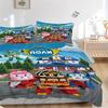 3er Set Robocar Poli Heimdekoration Bettwäsche-Universelles Dreiteiliges Set für Schlafzimmer, Gästezimmer, Wohnzimmer, Hotel-Perfektes Geschenk für Fans, Reisen