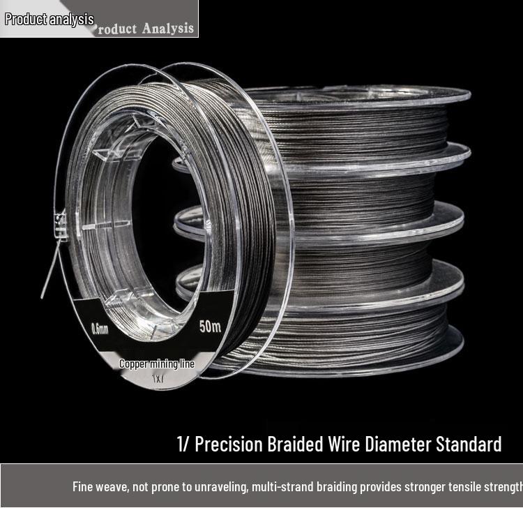 Ultra-Fine Rubber-Coated Steel Fishing Line, Anti-Bite 304 Stainless Steel, for Sea Fishing and Beading, First Gold Small