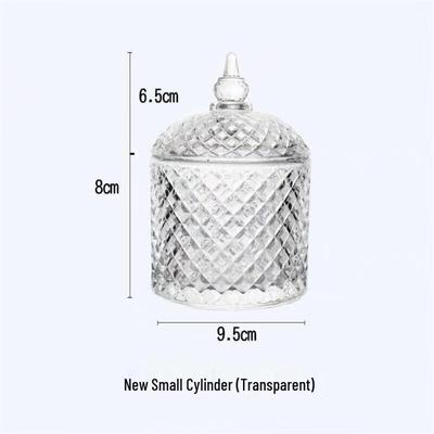 Kleine zylindrische transparente Glasbonbon- und Aufbewahrungsdose