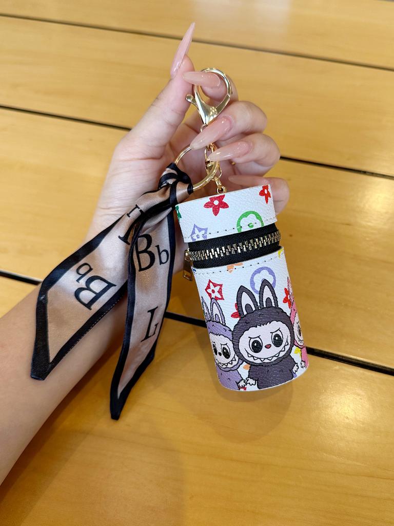 New Fashion Labubu Mouth Red Envelope Trendy Personalized Cylinder Storage Bag Pendant Cute Cartoon Jewelry Bag KTY