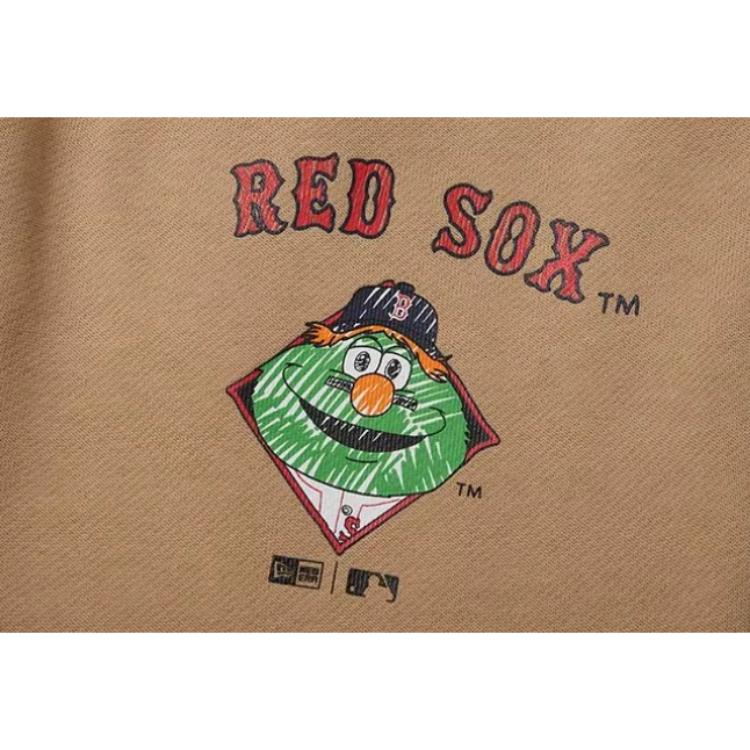 New Era Academy Renewal Series SS24 MLB Boston Red Sox Cartoon Embroidered Knit Wide-Leg Casual Pants Unisex pants Khaki 14187419