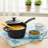 Pre-seasoned  Iron Saucepan with Lid and Long Handle Home Multi-Function Soup Pot 19cm for Restaurant Household Cooking