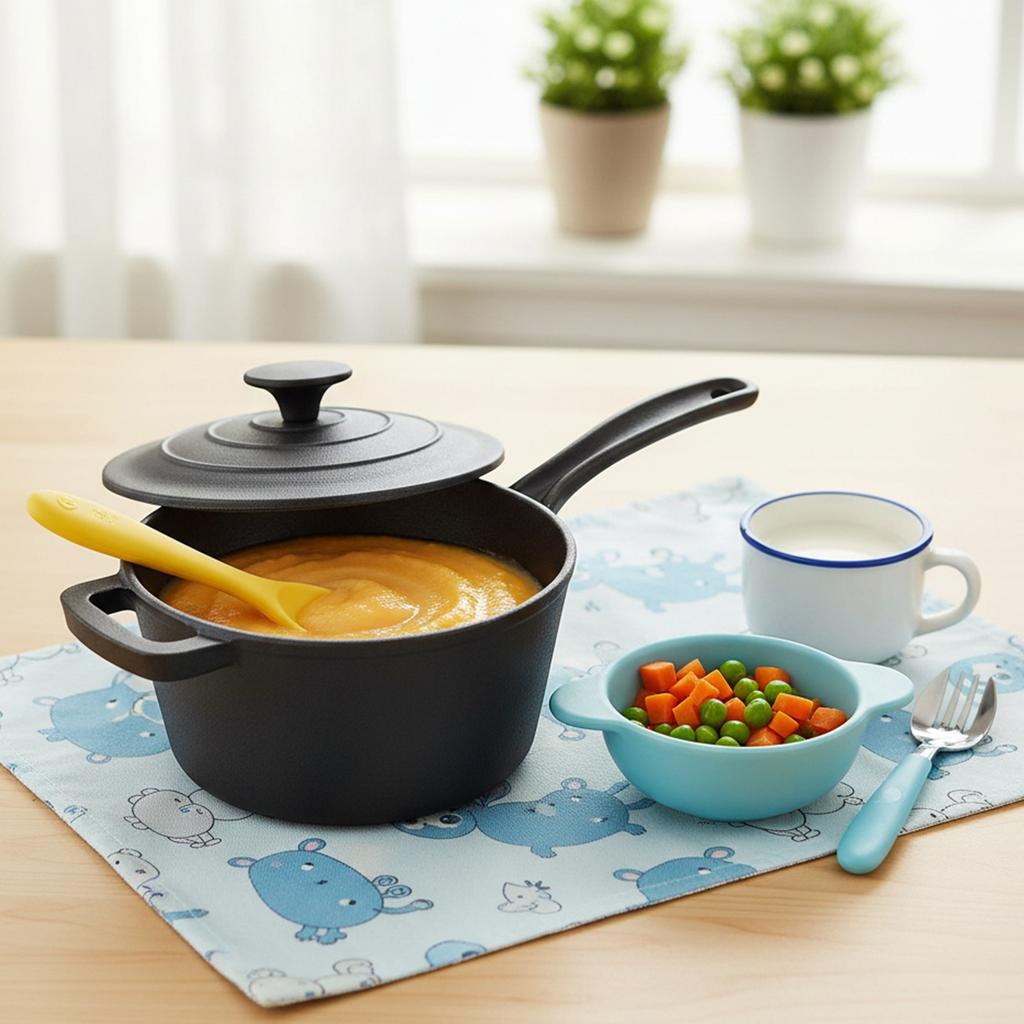 Pre-seasoned  Iron Saucepan with Lid and Long Handle Home Multi-Function Soup Pot 19cm for Restaurant Household Cooking