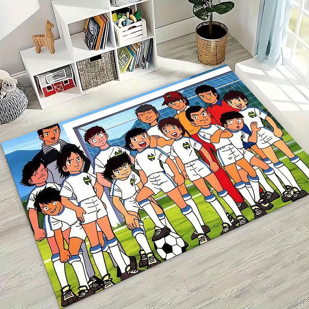 Captain Ozora Tsubasa Cartoon Football Rug for Bedroom Living Room Sofa Home Doormat Decor, Large Kids Play Non-slip Floor Mat