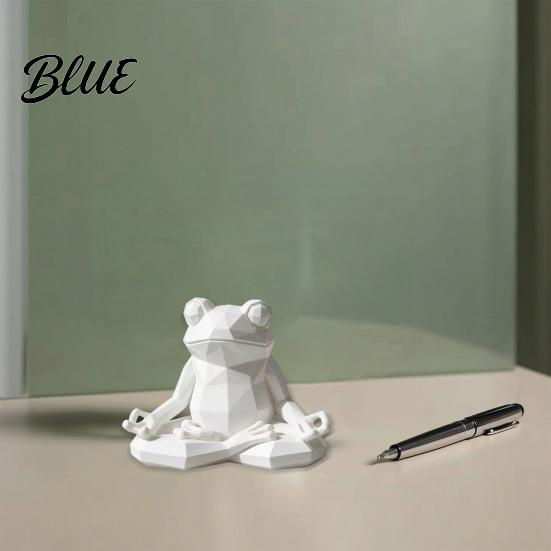 Easy Care Frog Faceted Nordic Sculpture Printed 3D Sculpture Yoga Meditating Figurine Style Desk Decor Sit in Meditation Statue