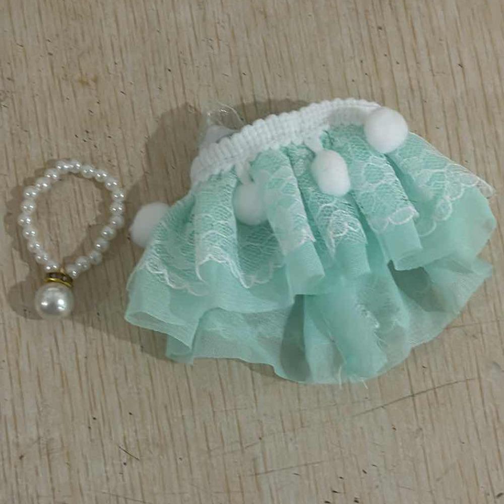 Beautiful Hamster Lace Skirt with Pearl Necklace Hamster Clothes Small Pet Vest  Pet Party зелёный