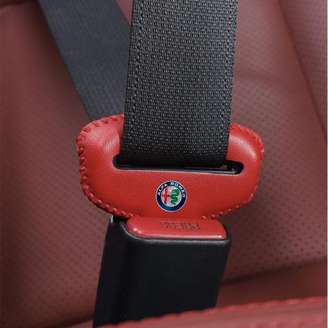 Hub Caps 2pcs Car Seat Belt Buckle Cover Leather NDGXDE Protector Anti-collision Case For Alfa Romeo Mito Brera 147 Giulietta Sportiva