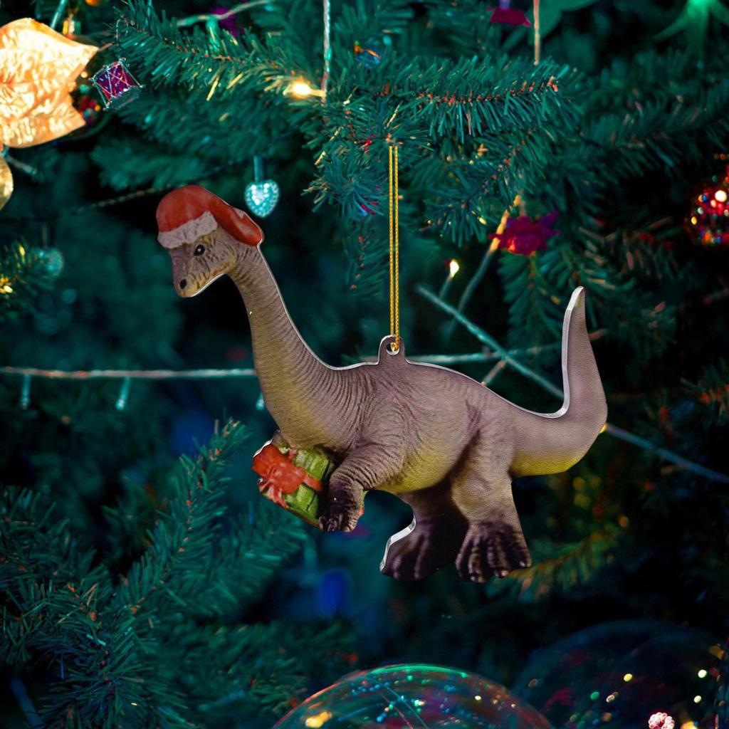 Christmas Dinosaur Pendant Acrylic Dragon Ornaments Hanging Funny for Year Door Window