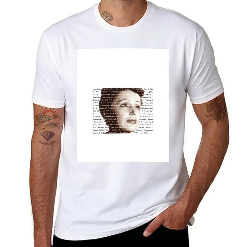 Edith Piaf Lyrics Tshirt Breathable Lightweight Summer Top